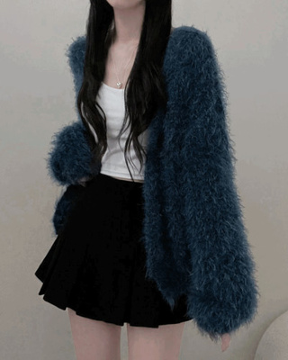 샤인앙고라퍼브이넥루즈핏니트가디건