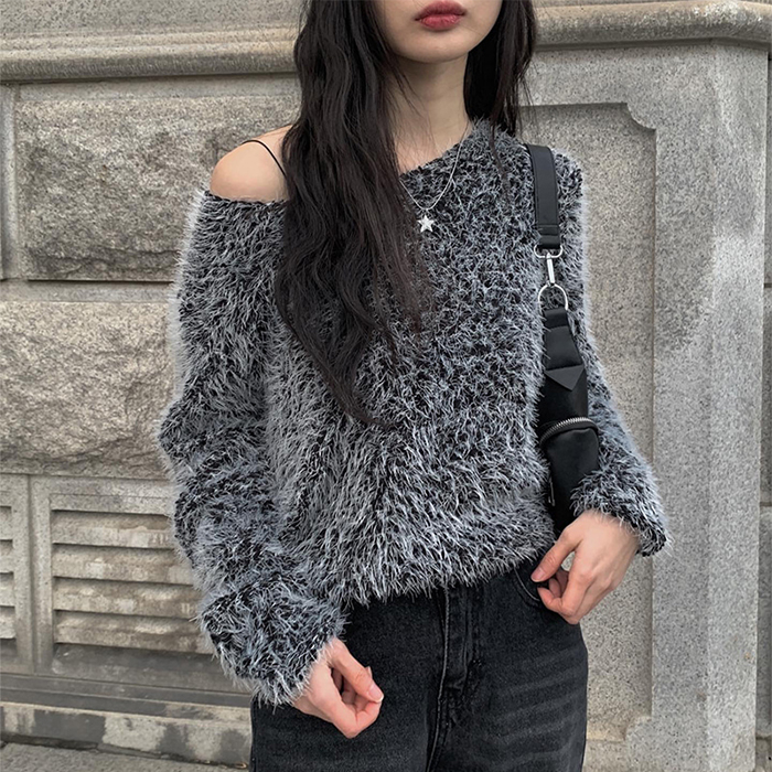 Rosary moonアンゴラニット Angola Back Open Knit Tunic - ROSARYMOON OFFICIAL WEB STORE