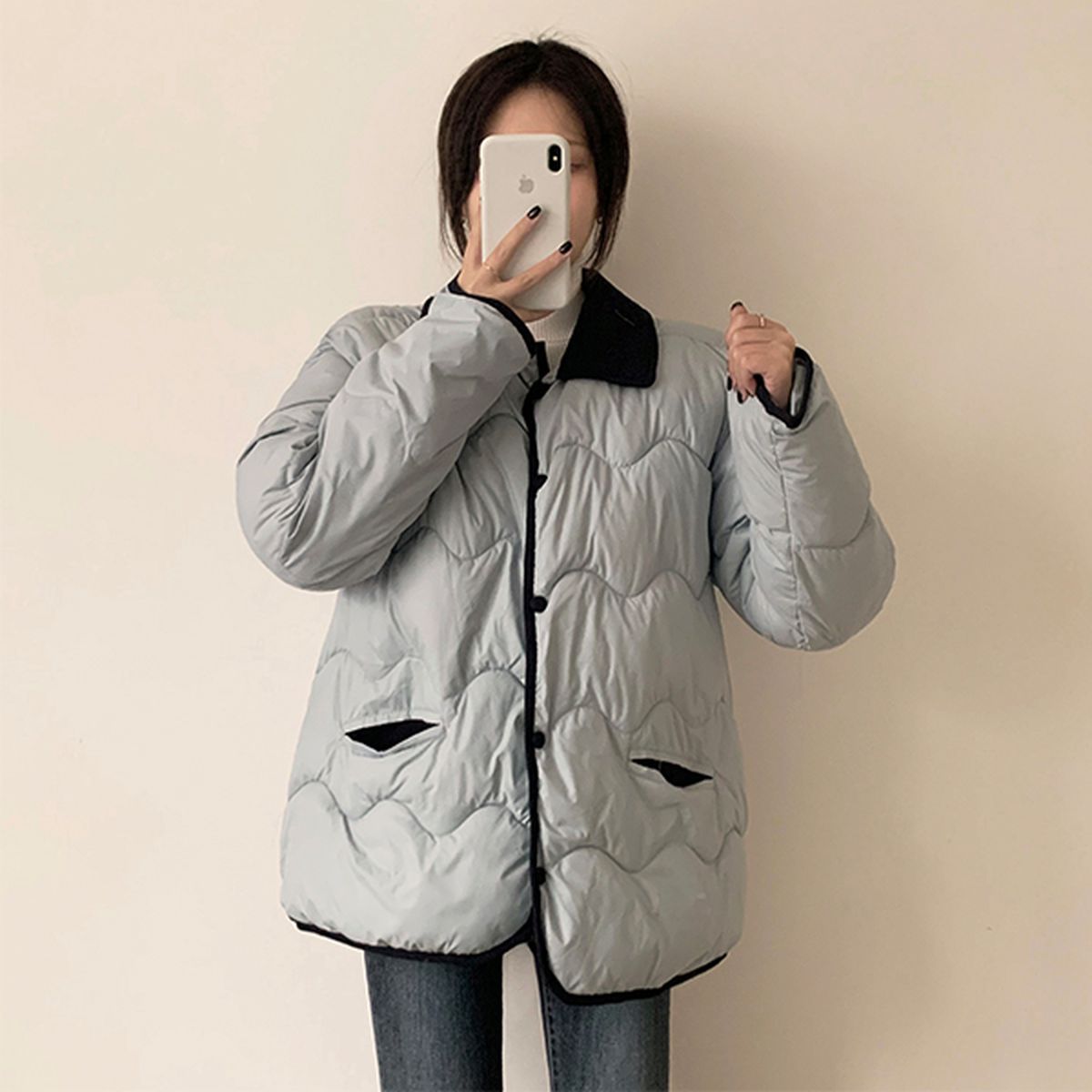 パイピングセミロングダウンジャケット｜ダウン｜韓国ファッション通販