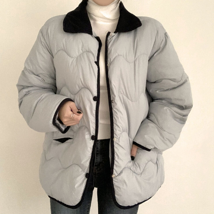 パイピングセミロングダウンジャケット｜ダウン｜韓国ファッション通販