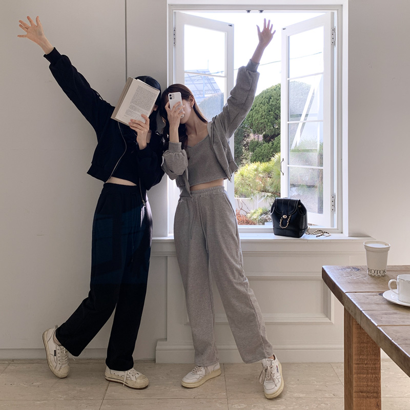 SET】フードパーカー＋パンツ｜トレーニングセット｜韓国ファッション