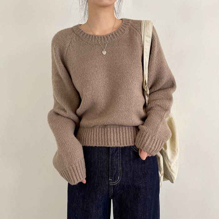 ラグランドルマンスリーブクロップニット7色｜ニット｜韓国