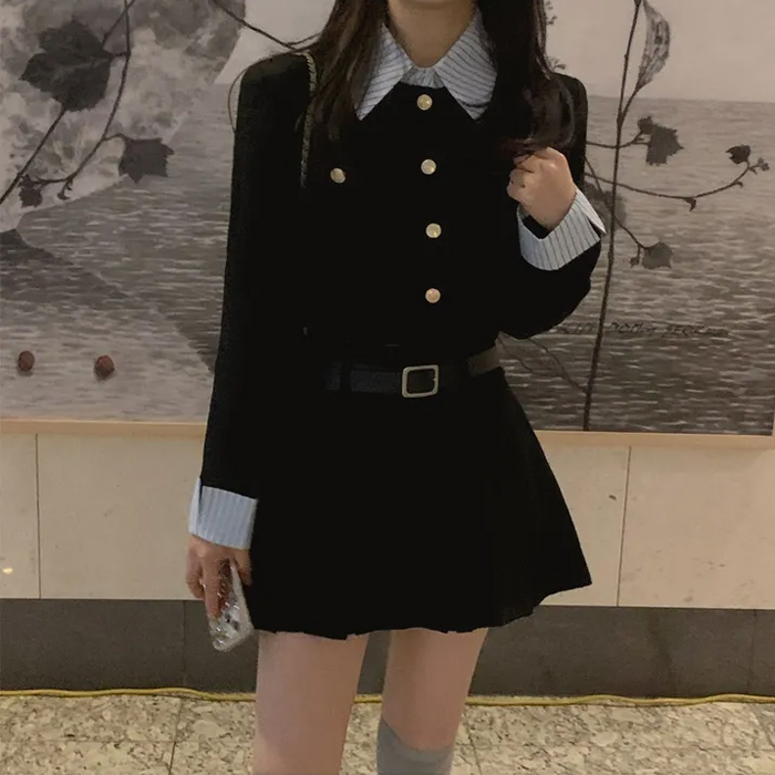 ツイードジャケット　フレアミニスカートSET 楽天市場】スカートセットアップ 襟 ツイード ファスナー 長袖