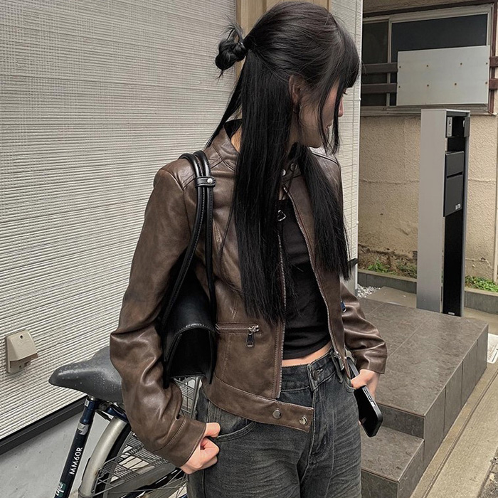 ブラウンライダージャケット - [10代・20代女性ファッション,韓国通販 
