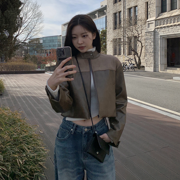 未使用 定価7.7万 レクト フェイクスウェードジャケット ブラック 韓国 フェイクスウェードサイドレースデザイントラックジャケット（ブルゾン