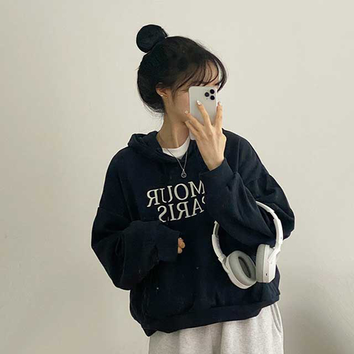 レタリング刺繍パーカー｜フード｜韓国ファッション通販 SONA