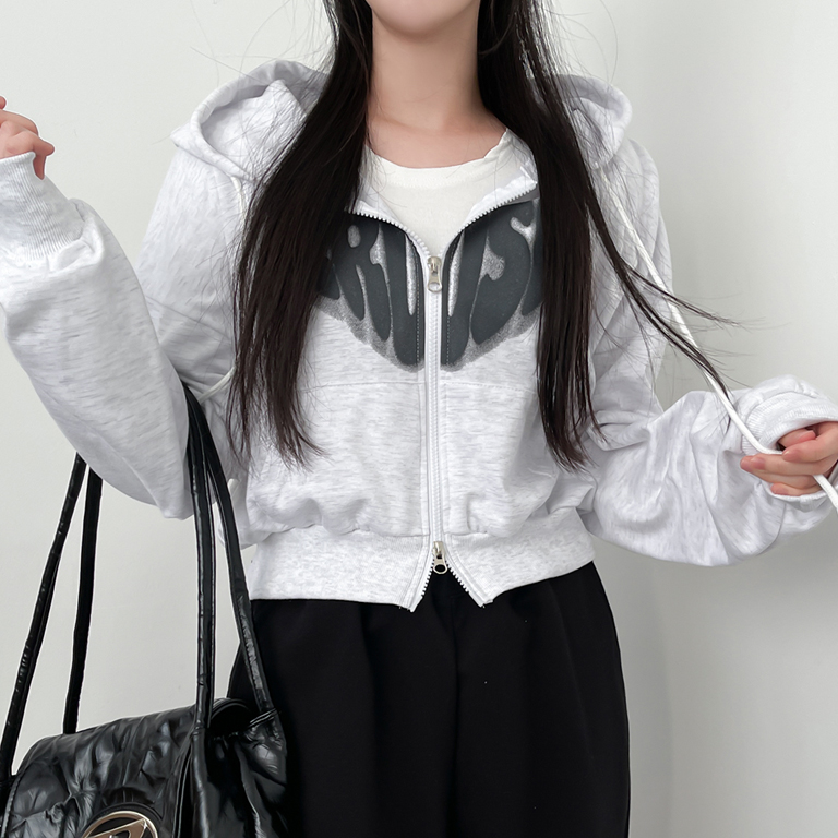 ハートプリントジップアップパーカー｜ジャンパー｜韓国