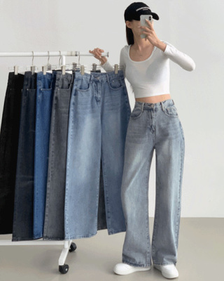 스트레이트 세미 와이드 데일리 데님팬츠