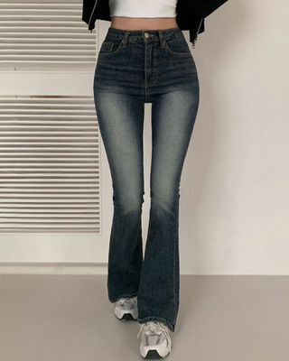 [春の新商品10%][ベリードmade/国内製作/ショート、ロング] ケイト ビンテージ ウォッシング ブーツカット デニムパンツ