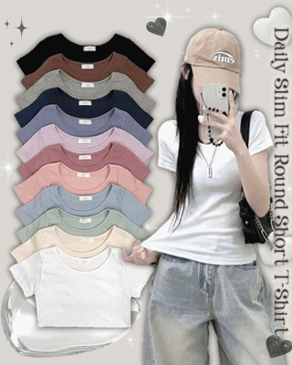 소프트무지랍빠유넥라운드슬림핏반팔티