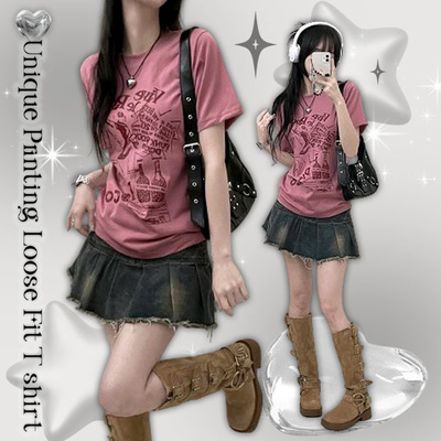 바이브락레터링프린팅반팔티