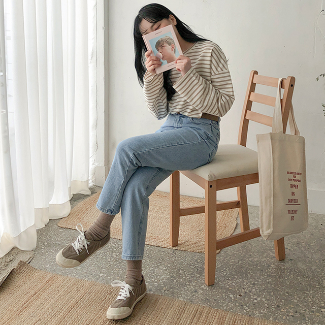 Sona ダボダボルーズボーダーtシャツ 10代 代女性ファッション韓国通販