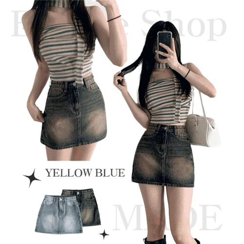 당일배송 아인 Y2K 워싱 데님 미니스커트