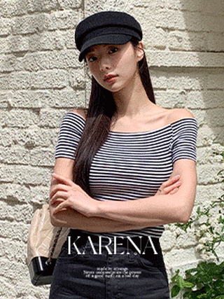 ボーダーオフショルダーTシャツ｜半袖Tシャツ｜韓国ファッション通販 SONA