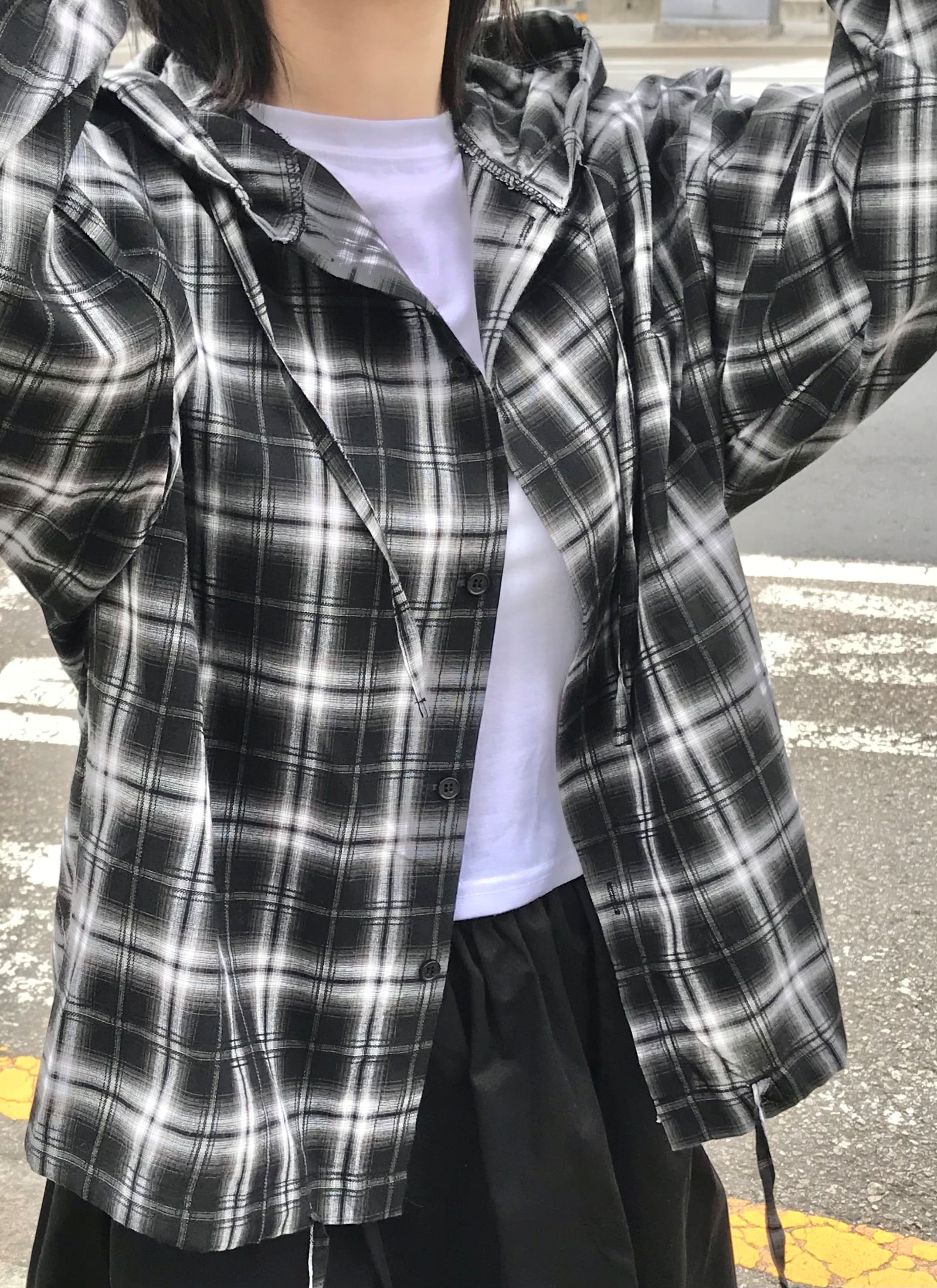 フードドッキングルーズシャツ フードドッキングチェックルーズシャツ – Darich