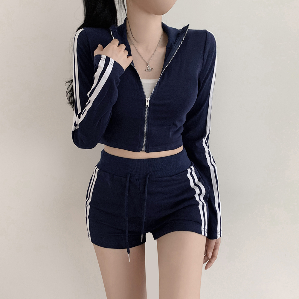 SET】トレーニングライントレーニングジップアップ ショートパンツ