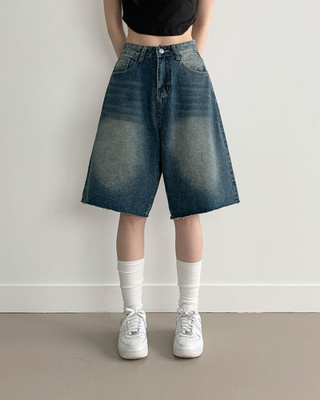 포챠 빈티지 워싱 버뮤다 데님팬츠