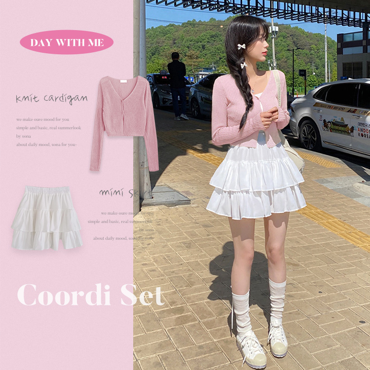 rienda - w160 春夏 1週間コーデ 10着セット まとめ売り 着画カーディガンスカート SET♥超特価】 ラブリーコーデセット♥(カーディガン+ミニスカート