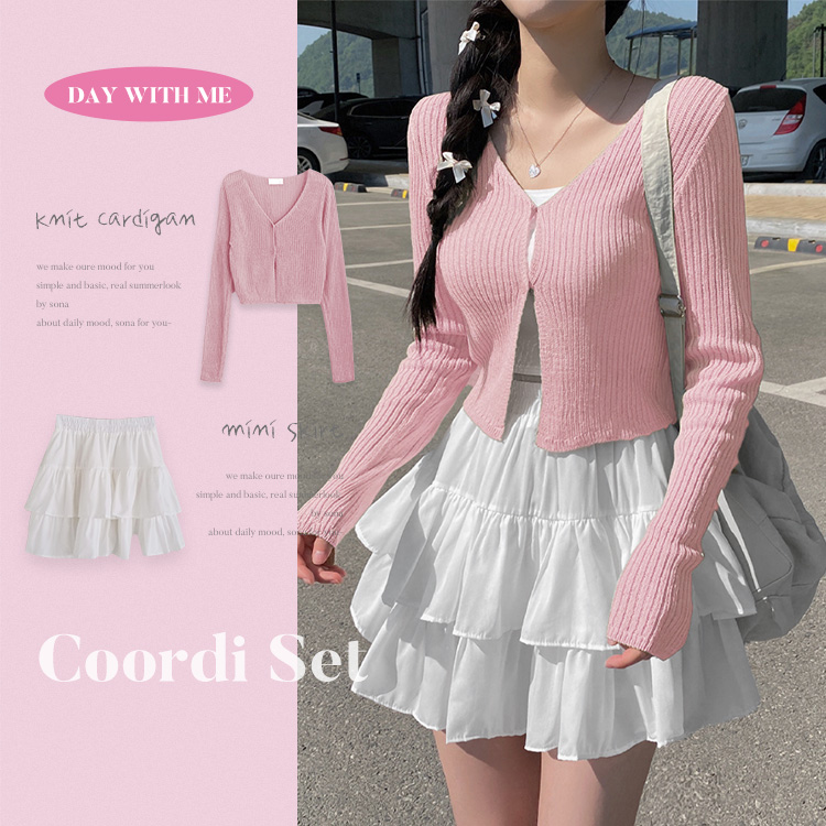 rienda - w160 春夏 1週間コーデ 10着セット まとめ売り 着画カーディガンスカート SET♥超特価】 ラブリーコーデセット♥(カーディガン+ミニスカート