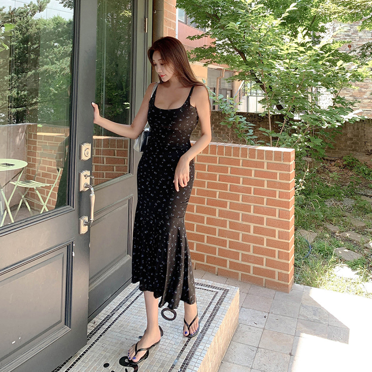 Megumi美品アナイ シルクペイントフラワーノースリーブロングワンピース アートリーフシフォンロング ワンピース （ロング・マキシ丈