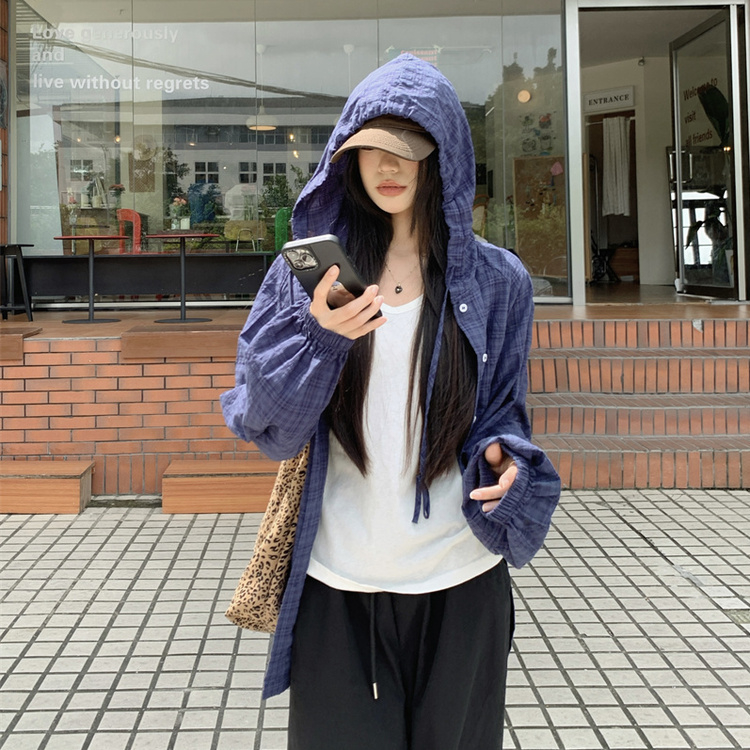 チェックフード付きシャツ｜シャツ｜韓国ファッション通販 SONA