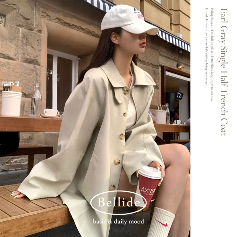 LAURENHI シングルハーフトレンチコート LAURENHI シングルハーフトレンチコート ハーフオーバートレンチ