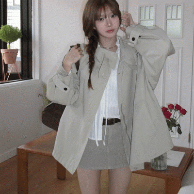 カジュアルオーバーフィットフレアトレンチコート｜コート｜韓国