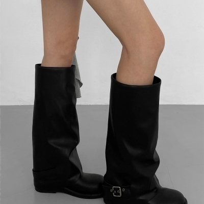 レザーバックルロングブーツ｜ブーツ｜韓国ファッション通販 SONA