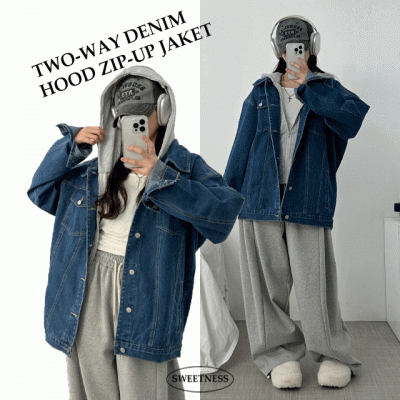 centimeter ダックジャケット ジップパーカー デニムジャケット セール】2025AW新色追加 Denim Hoodie/デニムパーカー デニム