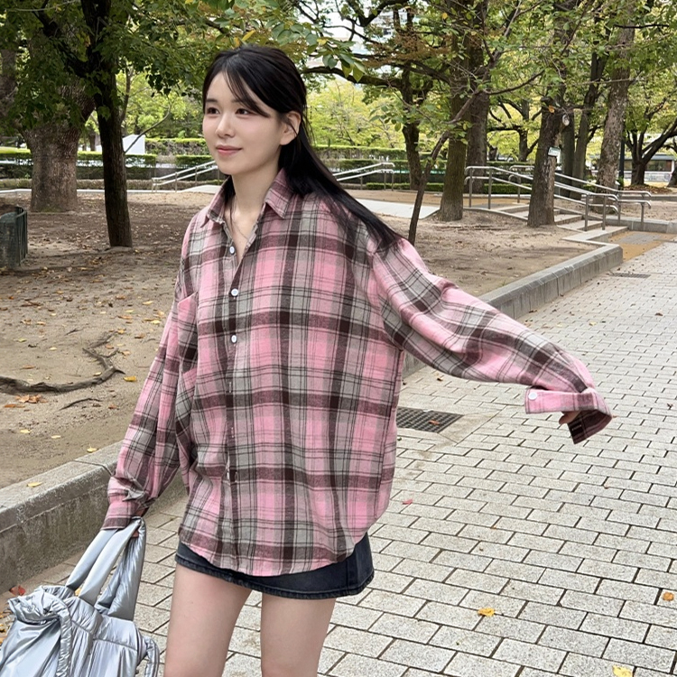 ピンクチェックシャツ｜シャツ｜韓国ファッション通販 SONA