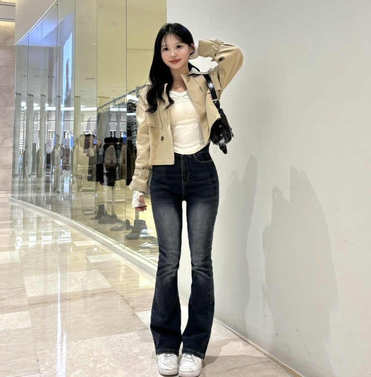 新品未使用　bebe ストーン装飾 ダークデニム ブーツカットパンツ　24 SHORT/BASIC/LONG 丈別】デニムブーツカットパンツ6色｜デニム｜韓国