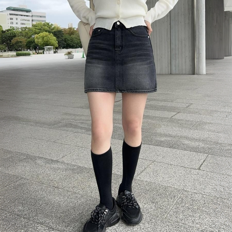 SSK19812 【S/M/L】ビンテージデニムウォッシングミニスカート