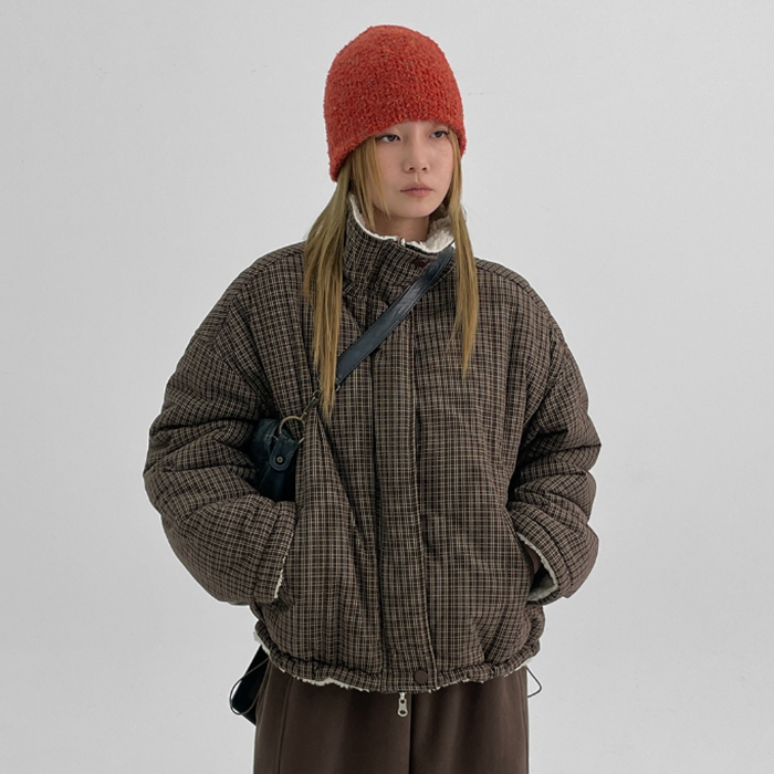 2WAYリバーシブルチェックダウンジャケット｜ダウン｜韓国ファッション