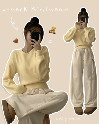 폭닥함의 정석 나리 라운드 파스텔 겨울 베이직 긴팔 세미 크롭 니트 가을 상의 데일리 긴팔티 10color