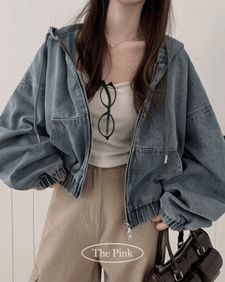 ルーズフィットフードデニムジャケット