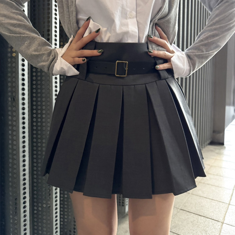 プリーツベルトミニスカート|ミニスカート|韓国ファッション プリーツベルトミニスカート|ミニスカート|韓国ファッション