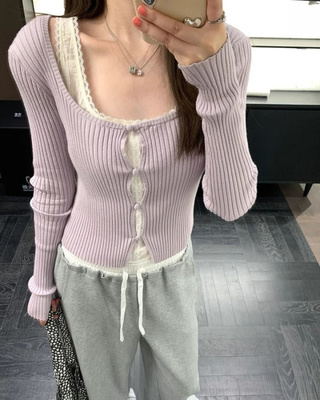 レースダブルトップカーディガン