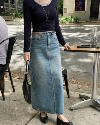 【丈別】ウォッシングデニムスカート