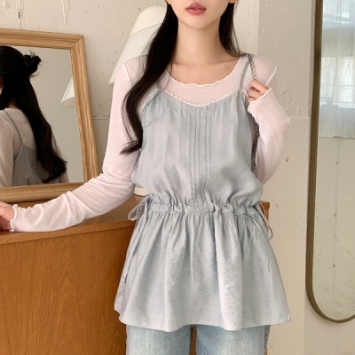 (ウエストストリングあり/ピュアで清楚なムード♡) エデリン ストリング レース フレア ピンタック ビスチェ  