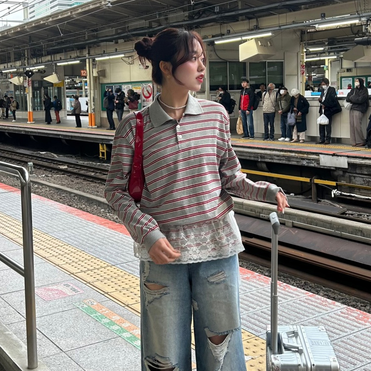 STS63217 ワットイフストライプTシャツ スウェット - SONA