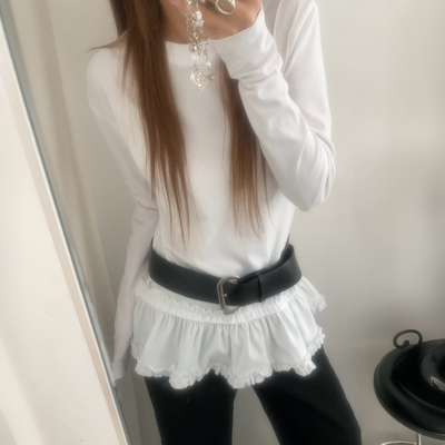 スリムレイヤードフリル長袖Tシャツ