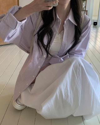 ラベンダーストライプシャツ