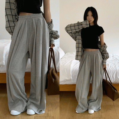 スナップボタンワイドトレーニングパンツ