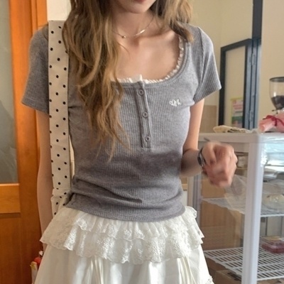 レースフリルTシャツ