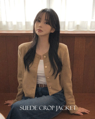 スエードノーカラークロップジャケット