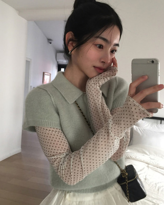 ドットレイヤードシースルー長袖Tシャツ