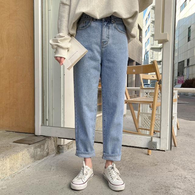 ストレートハイウェストデニムパンツ