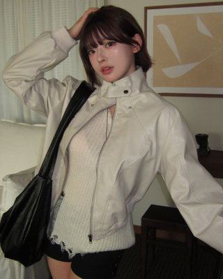 レザークロップラインジャケット