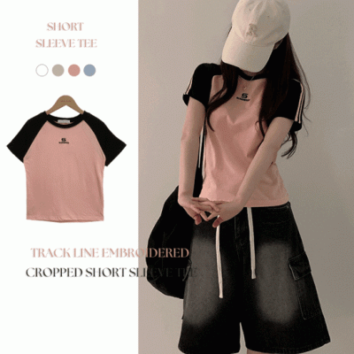 フィットカラーライン半袖Tシャツ