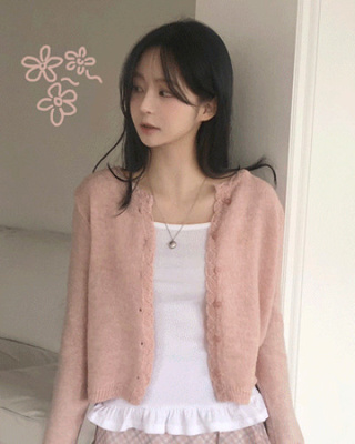 フラワーウェーブカーディガン(5color)